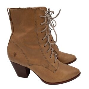 Frye Courtney Pointed Toe Lace Up Leather Boots